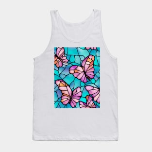 Vibrant Purple Pastel Butterflies - Stained Glass Design Tank Top